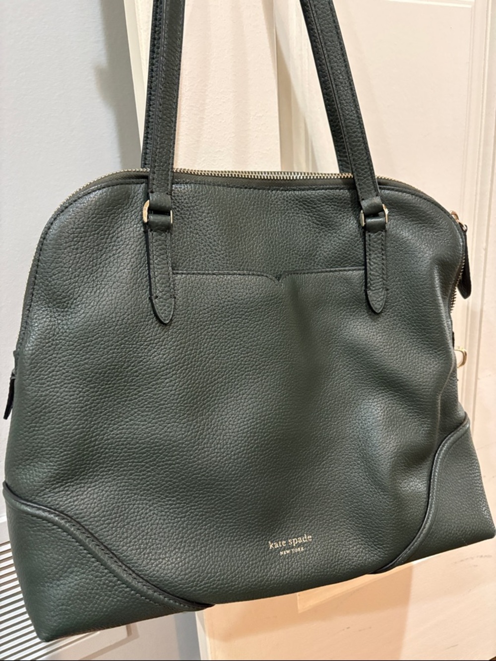 kate spade Dark Green Pebbled Leather Shoulder Bag